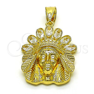 Dije Religioso 05.411.0016 Oro Laminado, Diseño de Jesus, con Blanca Zirconia Cubica, Pulido, Tono Dorado