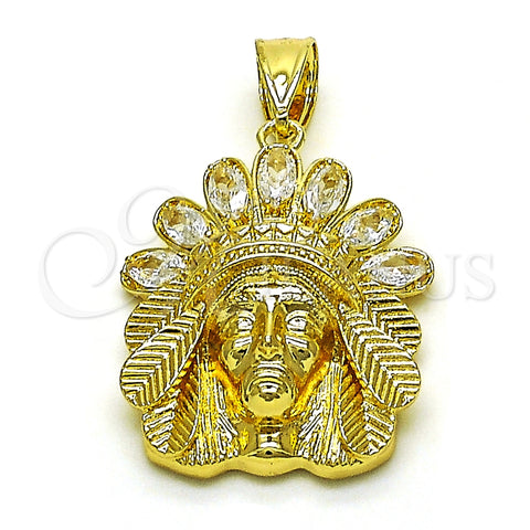 Dije Religioso 05.411.0016 Oro Laminado, Diseño de Jesus, con Blanca Zirconia Cubica, Pulido, Tono Dorado