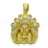Dije Religioso 05.411.0016 Oro Laminado, Diseño de Jesus, con Blanca Zirconia Cubica, Pulido, Tono Dorado