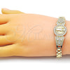 Pulsera Solida 03.411.0005.08 Oro Laminado, Diseño de San Judas y Cruz, con Blanca Zirconia Cubica, Pulido, Tres Tonos (08 MM Thickness, 8 Inches Length)