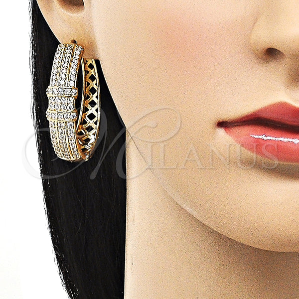 Argolla Huggie 02.283.0074.40 Oro Laminado, con Blanca Zirconia Cubica, Pulido, Tono Dorado