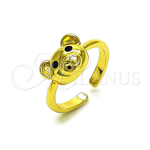 Anillo Multi Piedra 01.341.0113 Oro Laminado, Diseño de Osito, con Negro Zirconia Cubica, Pulido, Tono Dorado (One size fits all)