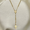 Rosario Fino 09.02.0061.18 Oro Laminado, Diseño de Cruz y Guadalupe, Pulido, Tono Dorado