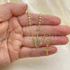 Rosario Fino 09.02.0061.18 Oro Laminado, Diseño de Cruz y Virgen Maria, Pulido, Tono Dorado
