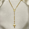 Rosario Fino 09.02.0062.18 Oro Laminado, Diseño de Cruz y Jesus, Pulido, Tono Dorado