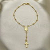Rosario de Pulsera 09.02.0066.08 Oro Laminado, Diseño de Cruz y Altagracia, Pulido, Tono Dorado