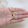 Rosario de Pulsera 09.02.0067 Oro Laminado, Diseño de Cruz y Virgen Maria, Pulido, Tono Dorado
