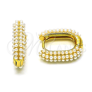 Argolla Huggie 02.379.0063.15 Oro Laminado, con Perla Marfil, Pulido, Tono Dorado