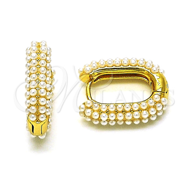 Argolla Huggie 02.379.0063.15 Oro Laminado, con Perla Marfil, Pulido, Tono Dorado