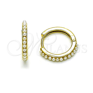 Argolla Huggie 02.379.0064.14 Oro Laminado, con Perla Marfil, Pulido, Tono Dorado