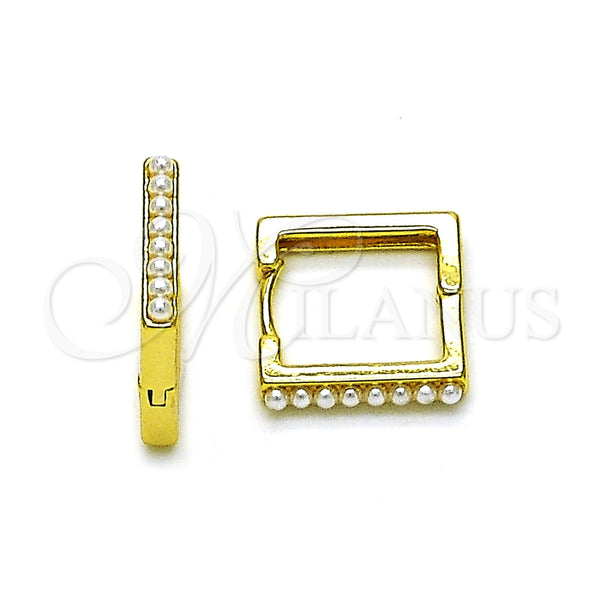 Argolla Huggie 02.379.0065 Oro Laminado, con Marfil Perla, Pulido, Tono Dorado