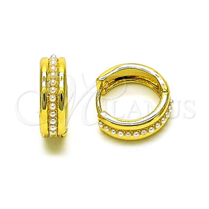 Argolla Huggie 02.379.0067.14 Oro Laminado, con Perla Marfil, Pulido, Tono Dorado