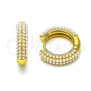 Argolla Huggie 02.379.0068.15 Oro Laminado, con Perla Marfil, Pulido, Tono Dorado