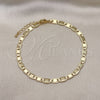Tobillera Básica 04.63.1417.10 Oro Laminado, Diseño de Mariner, Diamantado, Tono Dorado (Calibre 100, Grosor 06 MM, 10 Pulgadas de Largo)