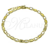 Tobillera Básica 04.63.1417.10 Oro Laminado, Diseño de Mariner, Diamantado, Tono Dorado (Calibre 100, Grosor 06 MM, 10 Pulgadas de Largo)