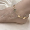 Tobillera Elegante 5.032.005.1.10 Oro Laminado, Diseño de Flor, Diamantado, Tono Dorado (13 MM Thickness, 10 Inches Length)