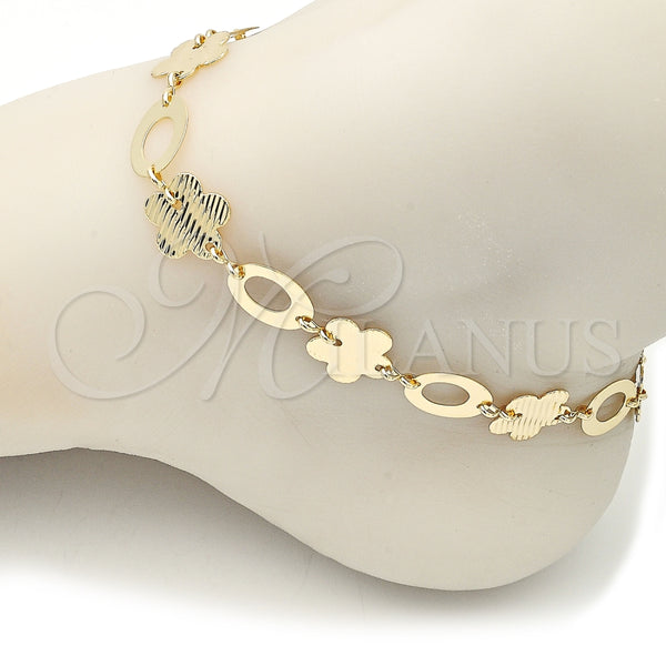 Tobillera Elegante 5.032.007.1.10 Oro Laminado, Diseño de Flor, Pulido, Tono Dorado (13 MM Thickness, 10 Inches Length)