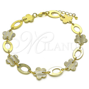 Tobillera Elegante 5.032.007.1.10 Oro Laminado, Diseño de Flor, Pulido, Tono Dorado (13 MM Thickness, 10 Inches Length)