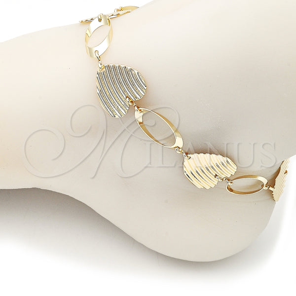 Tobillera Elegante 5.032.003.1.10 Oro Laminado, Diseño de Corazón, Diamantado, Tono Dorado (19 MM Thickness, 10 Inches Length)
