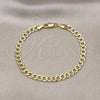 Pulsera Básica 04.63.1423.08 Oro Laminado, Diseño de Cubana Pave, Diamantado, Tono Dorado (Calibre 100, Grosor 05.1 MM, 8 Pulgadas de Largo)