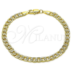 Pulsera Básica 04.63.1423.08 Oro Laminado, Diseño de Cubana Pave, Diamantado, Tono Dorado (Calibre 100, Grosor 05.1 MM, 8 Pulgadas de Largo)