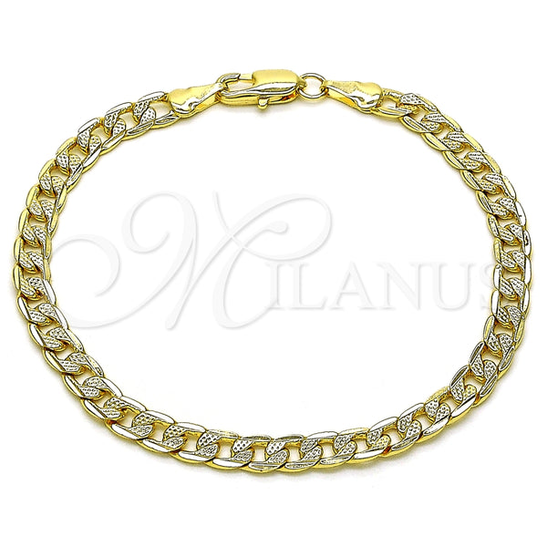 Pulsera Básica 04.63.1423.08 Oro Laminado, Diseño de Cubana Pave, Diamantado, Tono Dorado (Calibre 100, Grosor 05.1 MM, 8 Pulgadas de Largo)