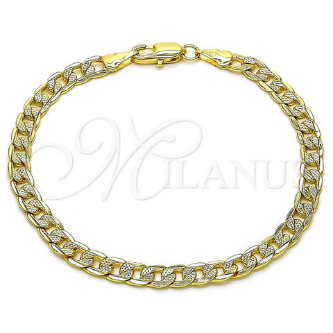 Pulsera Básica 04.63.1423.08 Oro Laminado, Diseño de Cubana Pave, Diamantado, Tono Dorado (Calibre 100, Grosor 05.1 MM, 8 Pulgadas de Largo)