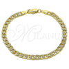 Pulsera Básica 04.63.1423.08 Oro Laminado, Diseño de Cubana Pave, Diamantado, Tono Dorado (Calibre 100, Grosor 05.1 MM, 8 Pulgadas de Largo)