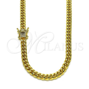 Gargantilla Basica 04.156.0465.16 Oro Laminado, Diseño de Miami Cubana, con Blanca Micro Pave, Pulido, Tono Dorado (160 Gauge, 06 MM Thickness, 16 Inches Length)