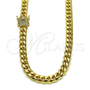 Gargantilla Basica 04.156.0466.20 Oro Laminado, Diseño de Miami Cubana, con Blanca Micro Pave, Pulido, Tono Dorado (200 Gauge, 07 MM Thickness, 20 Inches Length)