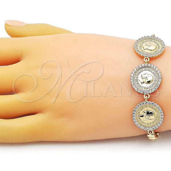 Pulsera Elegante 03.284.0030.08 Oro Laminado, con Blanca Micro Pave, Pulido, Tono Dorado (05 MM Thickness, 8 Inches Length)