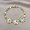 Pulsera Elegante 03.284.0030.08 Oro Laminado, con Blanca Micro Pave, Pulido, Tono Dorado (05 MM Thickness, 8 Inches Length)