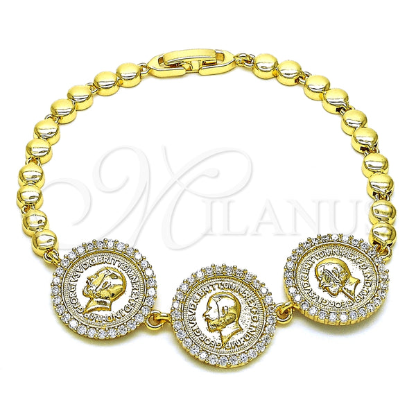 Pulsera Elegante 03.284.0030.08 Oro Laminado, con Blanca Micro Pave, Pulido, Tono Dorado (05 MM Thickness, 8 Inches Length)