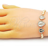 Pulsera Elegante 03.284.0031.08 Oro Laminado, Diseño de Gota y San Judas, con Blanca Micro Pave, Pulido, Tono Dorado (05 MM Thickness, 8 Inches Length)