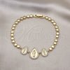 Pulsera Elegante 03.284.0031.08 Oro Laminado, Diseño de Gota y San Judas, con Blanca Micro Pave, Pulido, Tono Dorado (05 MM Thickness, 8 Inches Length)