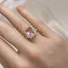 Anillo Multi Piedra 01.284.0087 Oro Laminado, Diseño de Cubana, con Rosado Zirconia Cubica and Blanca Micro Pave, Pulido, Tono Dorado (One size fits all)