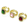 Anillo Multi Piedra 01.284.0087 Oro Laminado, Diseño de Cubana, con Rosado Zirconia Cubica and Blanca Micro Pave, Pulido, Tono Dorado (One size fits all)