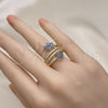 Anillo Multi Piedra 01.284.0088.1 Oro Laminado, Diseño de Mano de Dios, con Zafiro Azul and Blanca Micro Pave, Pulido, Tono Dorado (One size fits all)