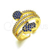 Anillo Multi Piedra 01.284.0088.1 Oro Laminado, Diseño de Mano de Dios, con Zafiro Azul and Blanca Micro Pave, Pulido, Tono Dorado (One size fits all)
