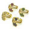 Anillo Multi Piedra 01.284.0088.1 Oro Laminado, Diseño de Mano de Dios, con Zafiro Azul and Blanca Micro Pave, Pulido, Tono Dorado (One size fits all)