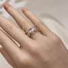 Anillo Multi Piedra 01.284.0089 Oro Laminado, con Rosado Zirconia Cubica and Blanca Micro Pave, Pulido, Tono Dorado (One size fits all)