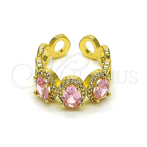 Anillo Multi Piedra 01.284.0089 Oro Laminado, con Rosado Zirconia Cubica and Blanca Micro Pave, Pulido, Tono Dorado (One size fits all)