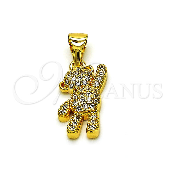 Dije Elegante 05.342.0182 Oro Laminado, Diseño de Osito, con Blanca Micro Pave, Pulido, Tono Dorado