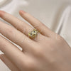 Anillo Multi Piedra 01.341.0114 Oro Laminado, Diseño de Osito, con Blanca Micro Pave and Negro Zirconia Cubica, Pulido, Tono Dorado (One size fits all)