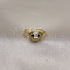 Anillo Multi Piedra 01.341.0114 Oro Laminado, Diseño de Osito, con Blanca Micro Pave and Negro Zirconia Cubica, Pulido, Tono Dorado (One size fits all)