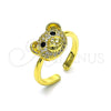Anillo Multi Piedra 01.341.0114 Oro Laminado, Diseño de Osito, con Blanca Micro Pave and Negro Zirconia Cubica, Pulido, Tono Dorado (One size fits all)