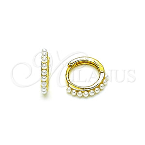 Argolla Huggie 02.379.0070.10 Oro Laminado, con Perla Marfil, Pulido, Tono Dorado