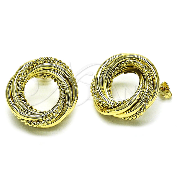 Arete Dormilona 02.213.0549 Oro Laminado, Diseño de Torcido, Pulido, Tono Dorado