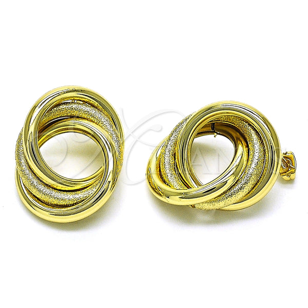 Arete Dormilona 02.213.0550 Oro Laminado, Diseño de Hueco y Nudo, Mate, Tono Dorado
