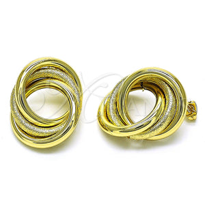 Arete Dormilona 02.213.0550 Oro Laminado, Diseño de Hueco y Nudo, Mate, Tono Dorado